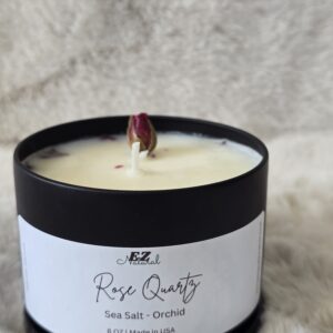Sea Salt Orchid Candle | Rose Quartz | Rose Buns Jar Candle – 8 oz Soy Candle